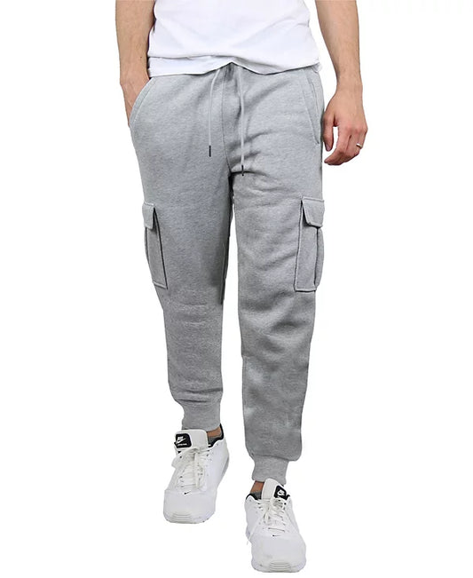 Blue Ice Men's Heavyweight Fleece-Lined Cargo Jogger Sweatpants  Heather Gray Size XL