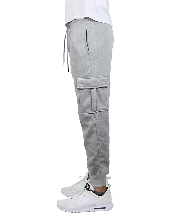Blue Ice Men's Heavyweight Fleece-Lined Cargo Jogger Sweatpants  Heather Gray Size XL