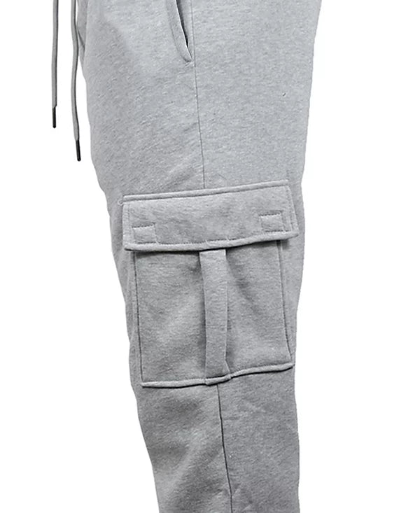 Blue Ice Men's Heavyweight Fleece-Lined Cargo Jogger Sweatpants  Heather Gray Size XL
