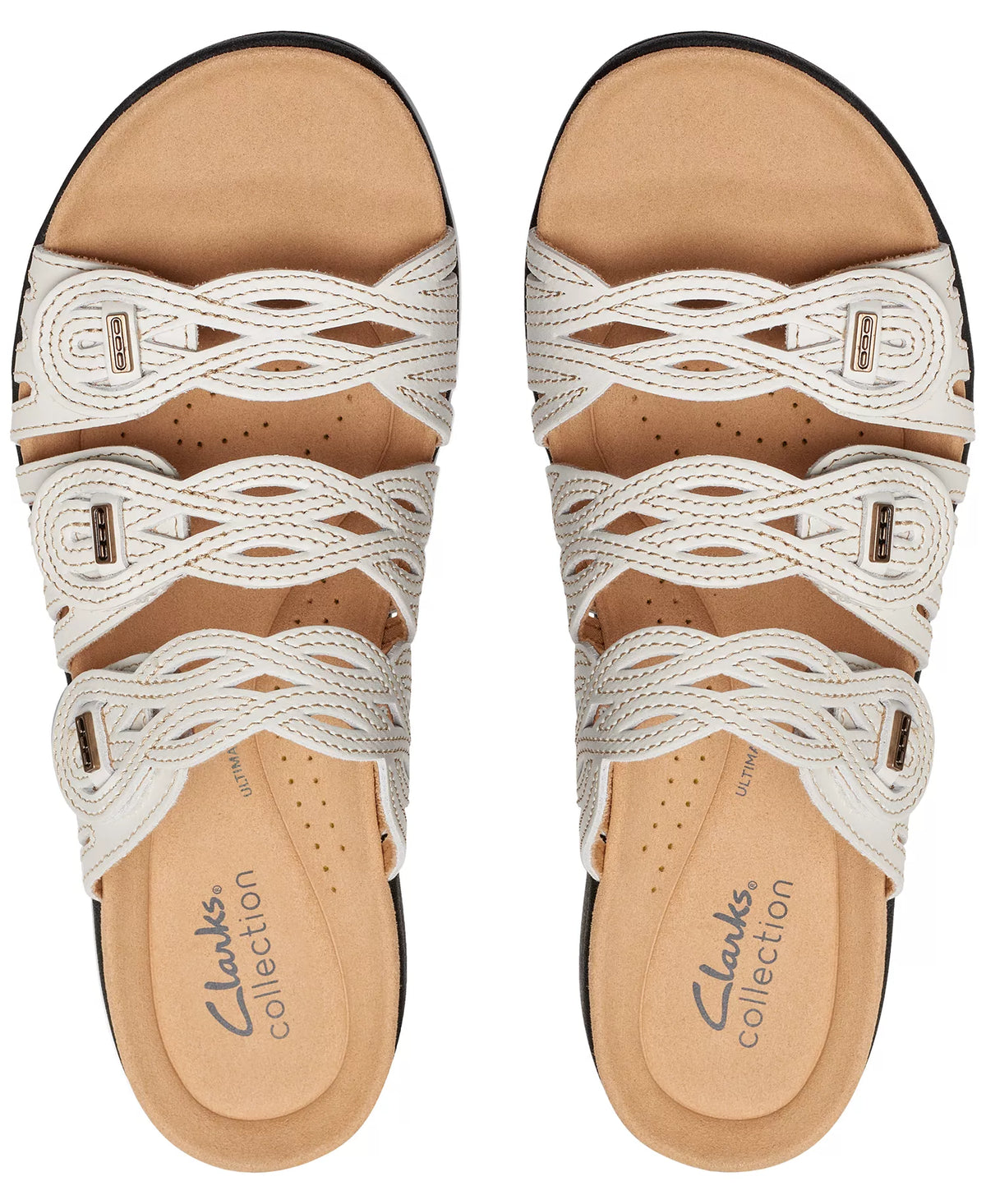 Clarks Women's Laurieann Ruby Scalloped Twist Sandals  White Leather Size 5