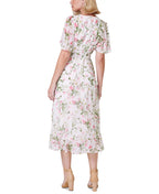 Jessica Howard Petite Printed Flutter-Sleeve Faux-Wrap Dress  Color Ivory/Blush Size 12P