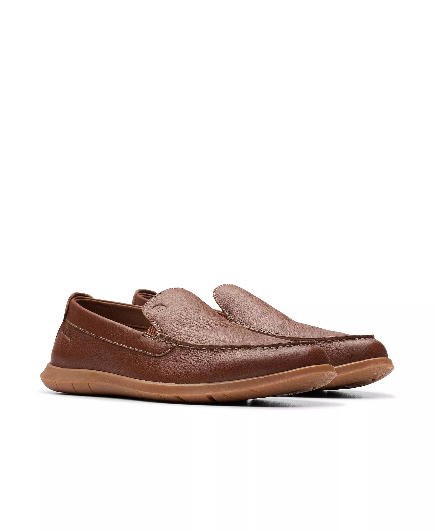 Clarks Men's Flexway Step Slip On Shoes   Light Brown Leather Size 10.5W