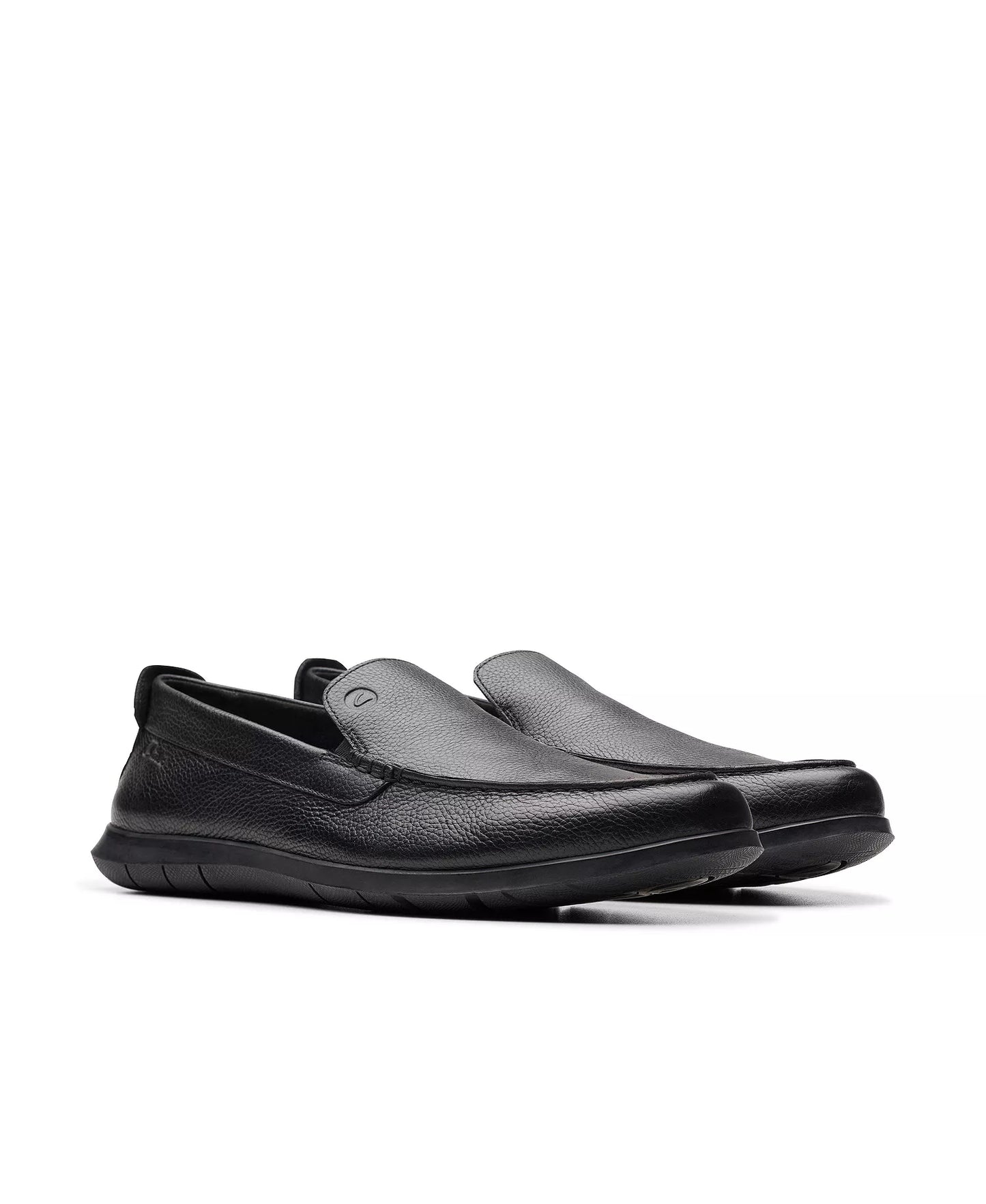 Clarks Men's Flexway Step Slip On Shoes Black Tumbled Leather Size 9