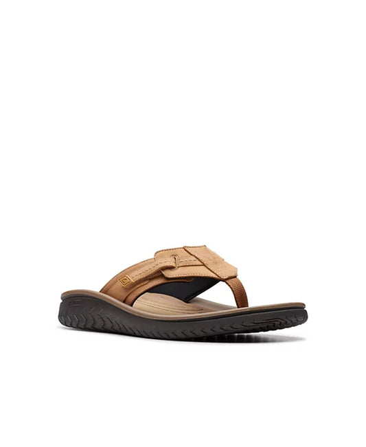 Clarks Men's Collection Wesley Sun Slip On Sandals   Tan Leather Size 13