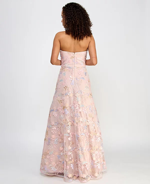 Morgan & Co Juniors Strapless All Over Embroidery Sequin Gown Color Ma – DDT Boutique