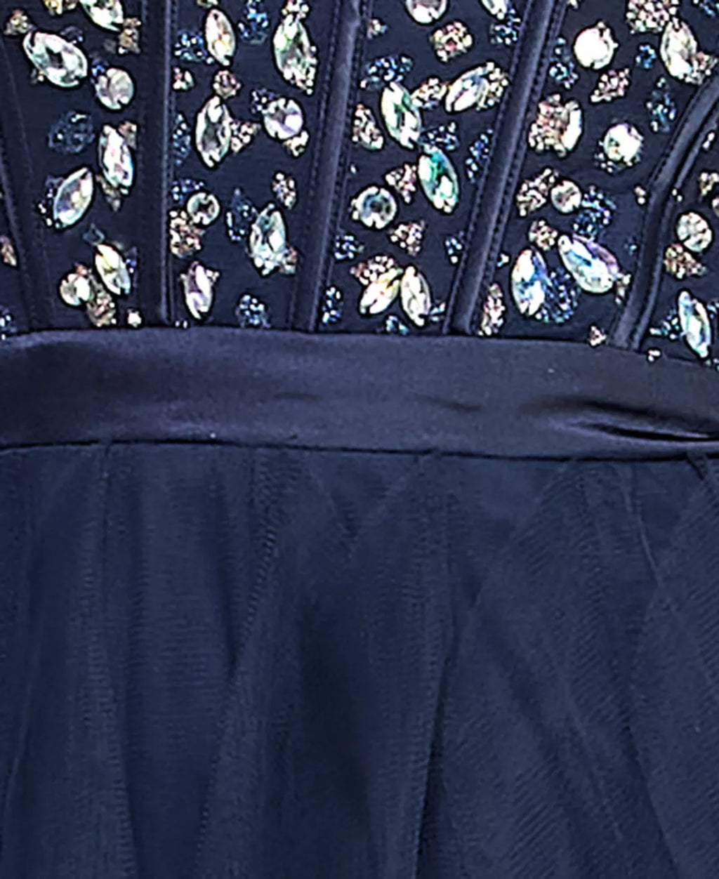pear culture Juniors Embellished Ruffled Strapless Gown  Color Navy Size 1