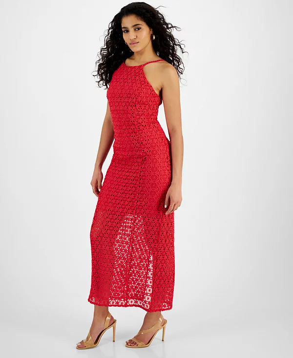 GUESS Women's Sleeveless Carmen Maxi Dress  Color Barberry Size 12