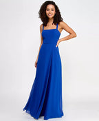 City Studios Juniors' Straight-Neck Lace-Back Chiffon Skater Gown  Royal Blue Size 7/8