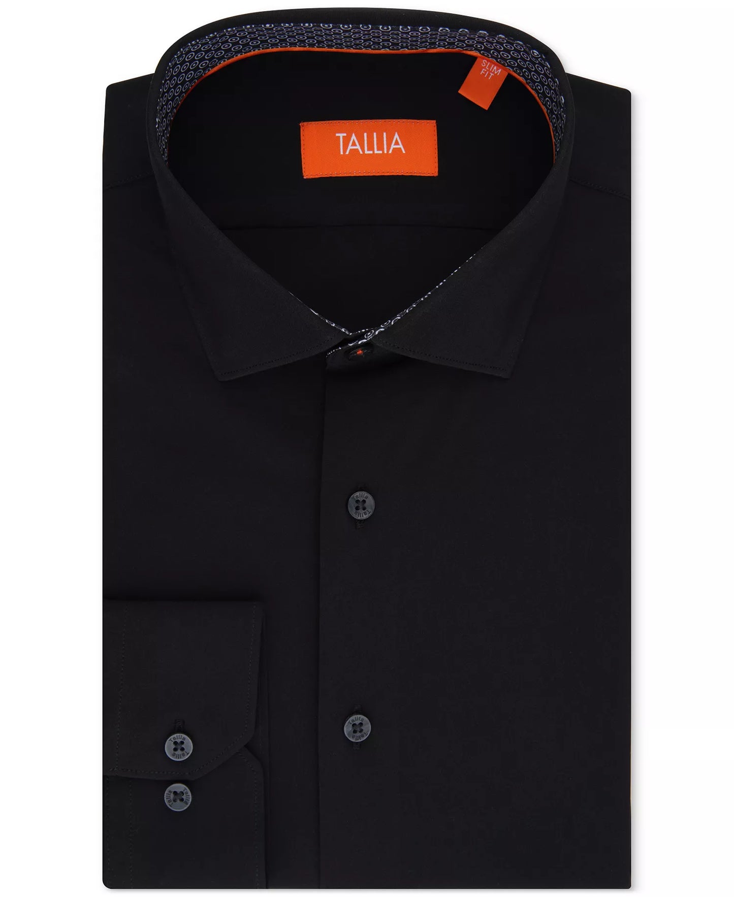 Tallia Men's Slim-Fit Solid Poplin Dress Shirt  Black 16/16.5 32/33