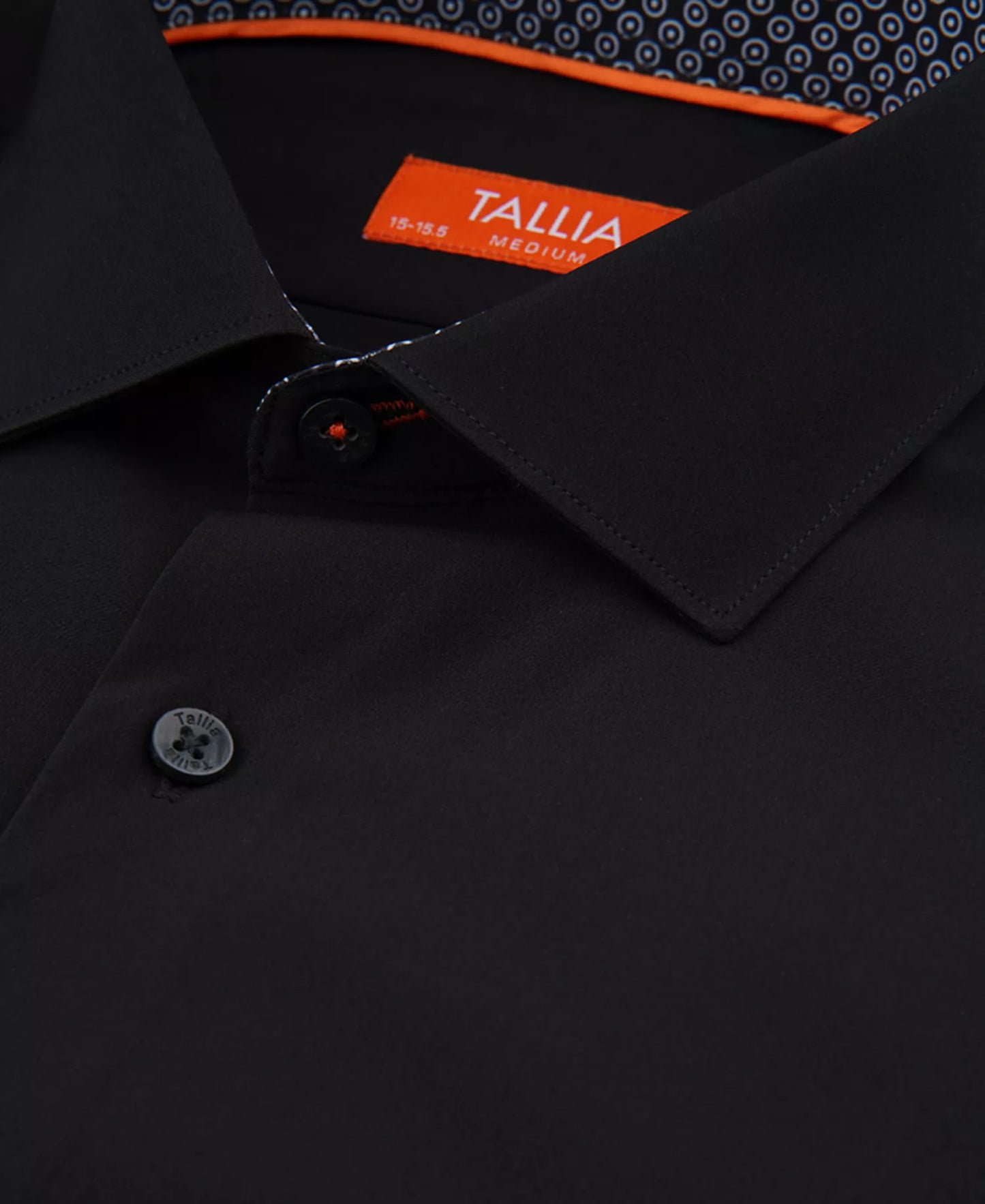 Tallia Men's Slim-Fit Solid Poplin Dress Shirt  Black 16/16.5 32/33