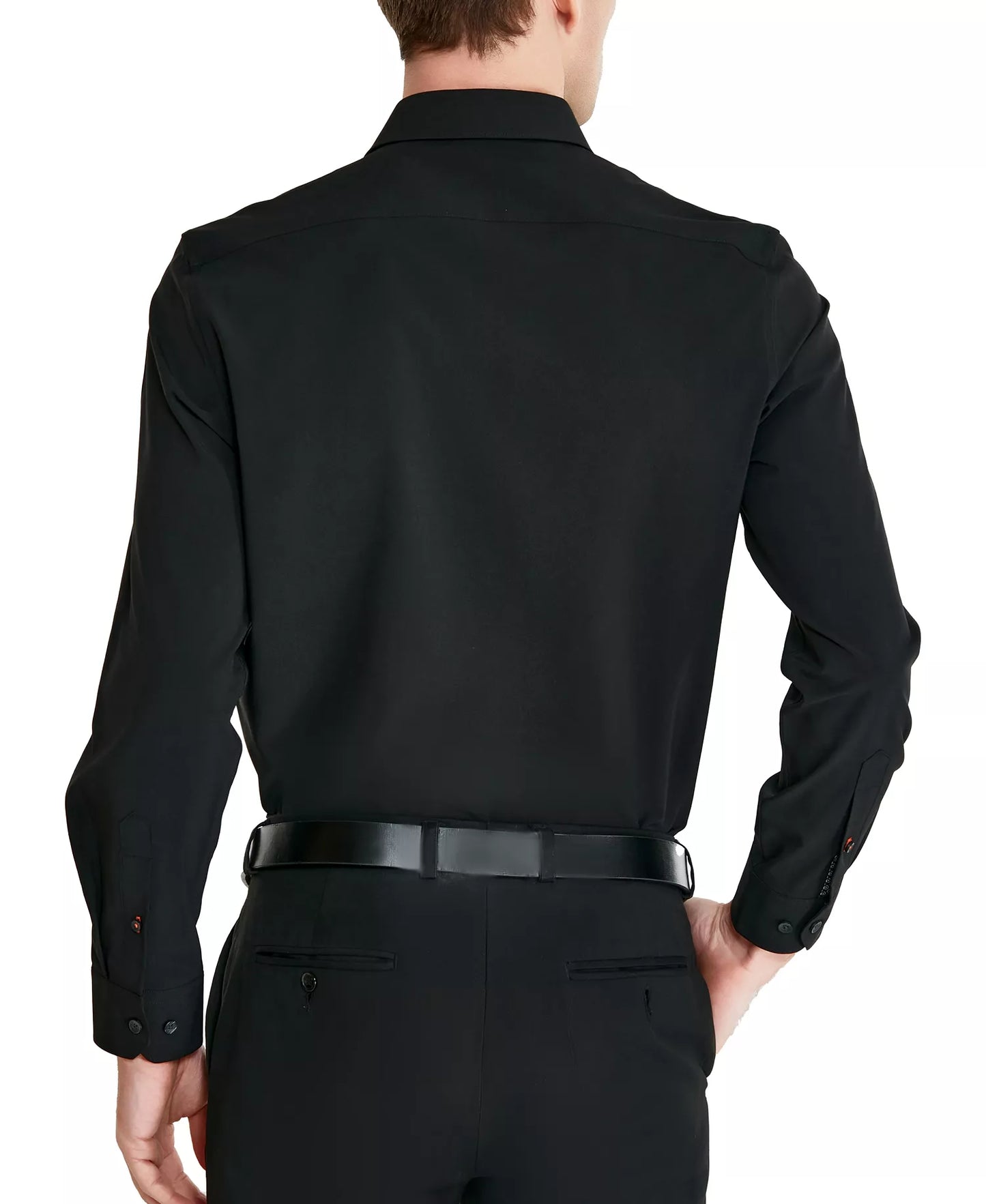 Tallia Men's Slim-Fit Solid Poplin Dress Shirt  Black 16/16.5 32/33