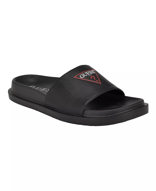 GUESS Men's Vumble Triangle Emblem Slide Sandals  Black Size 8