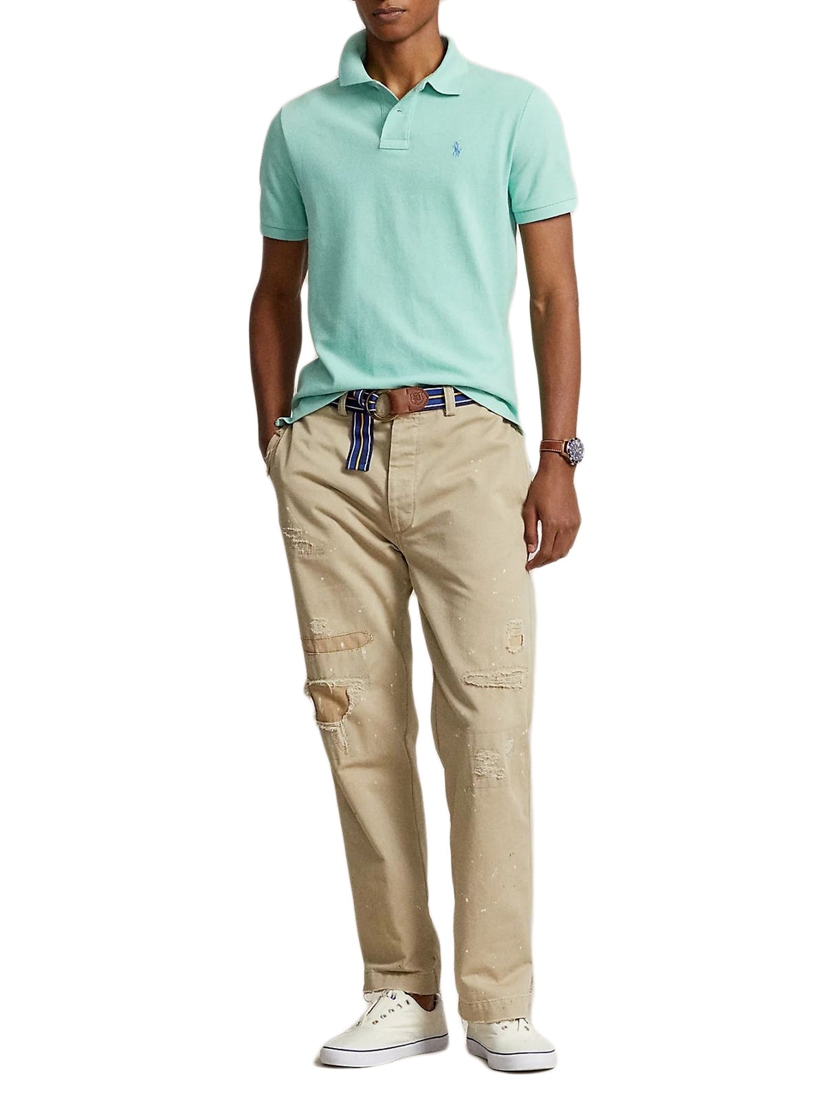 Polo Ralph Lauren Men's Cotton Custom Slim-Fit Polo Shirt  Celadon Size S