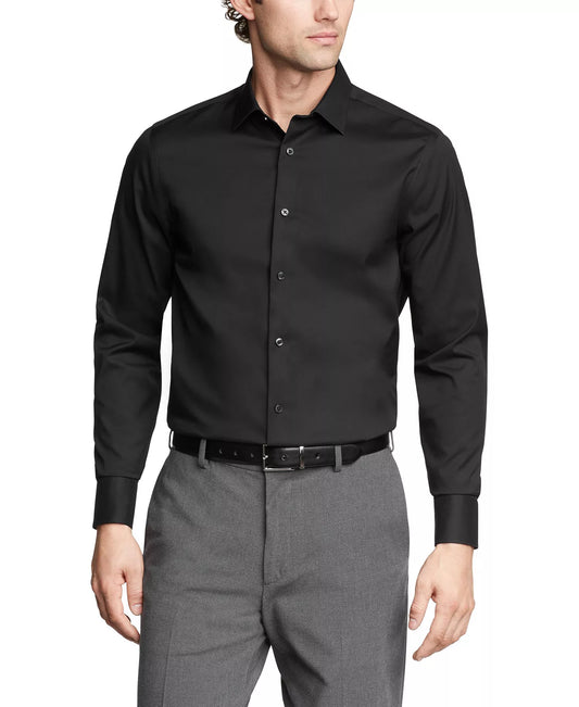 Calvin Klein Men's Slim-Fit Refined Cotton Stretch Dress Shirt  Black Size XL 17.5 34/35