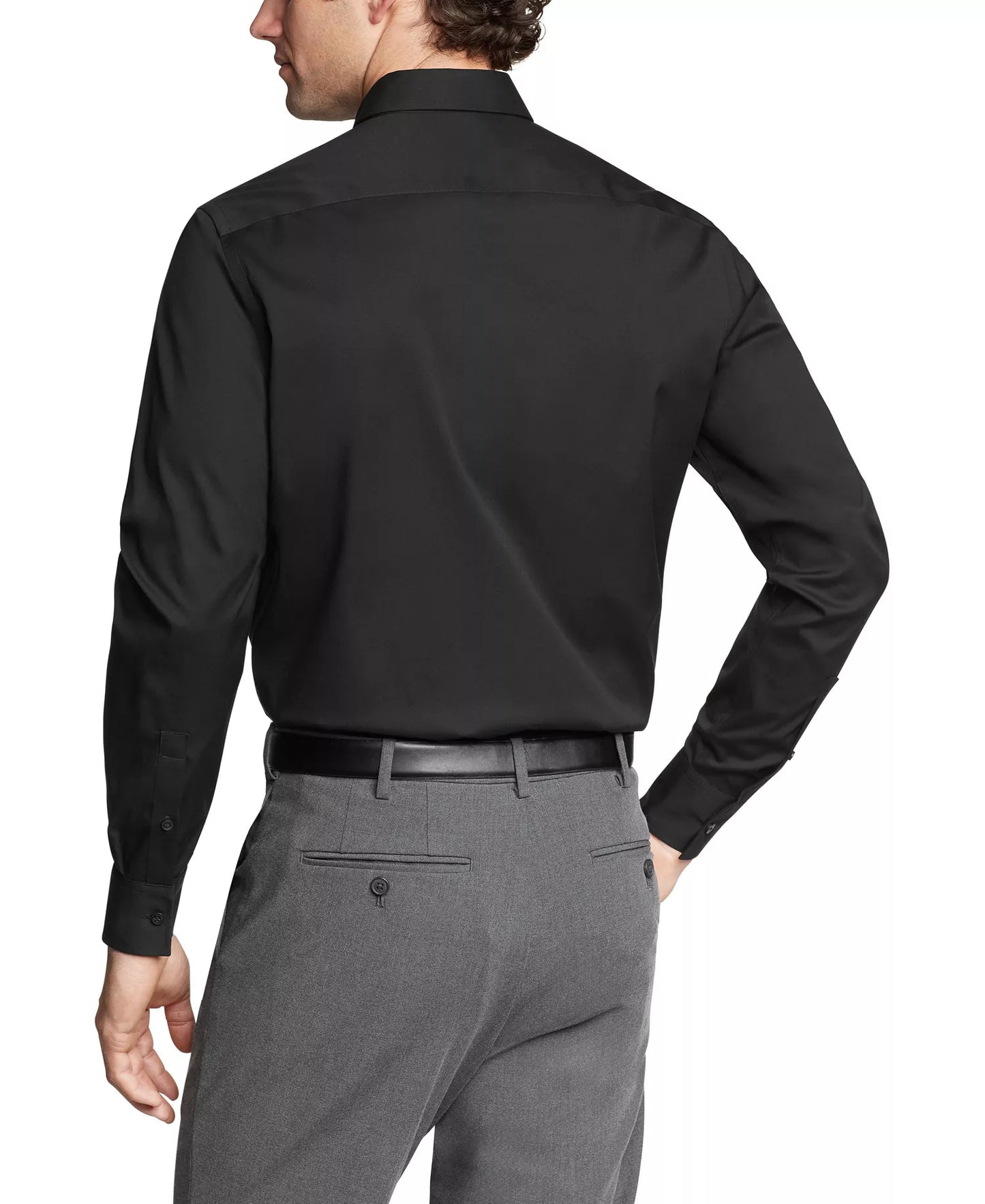 Calvin Klein Men's Slim-Fit Refined Cotton Stretch Dress Shirt  Black Size XL 17.5 34/35