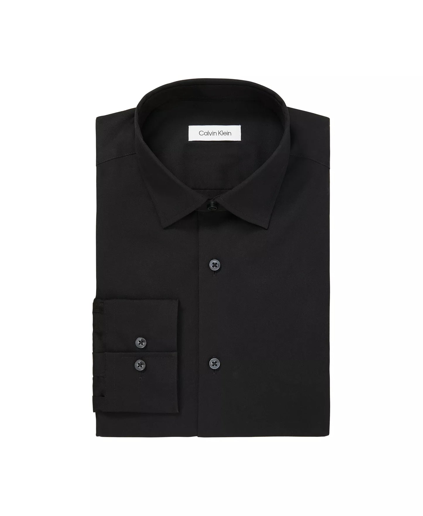Calvin Klein Men's Slim-Fit Refined Cotton Stretch Dress Shirt  Black Size XL 17.5 34/35
