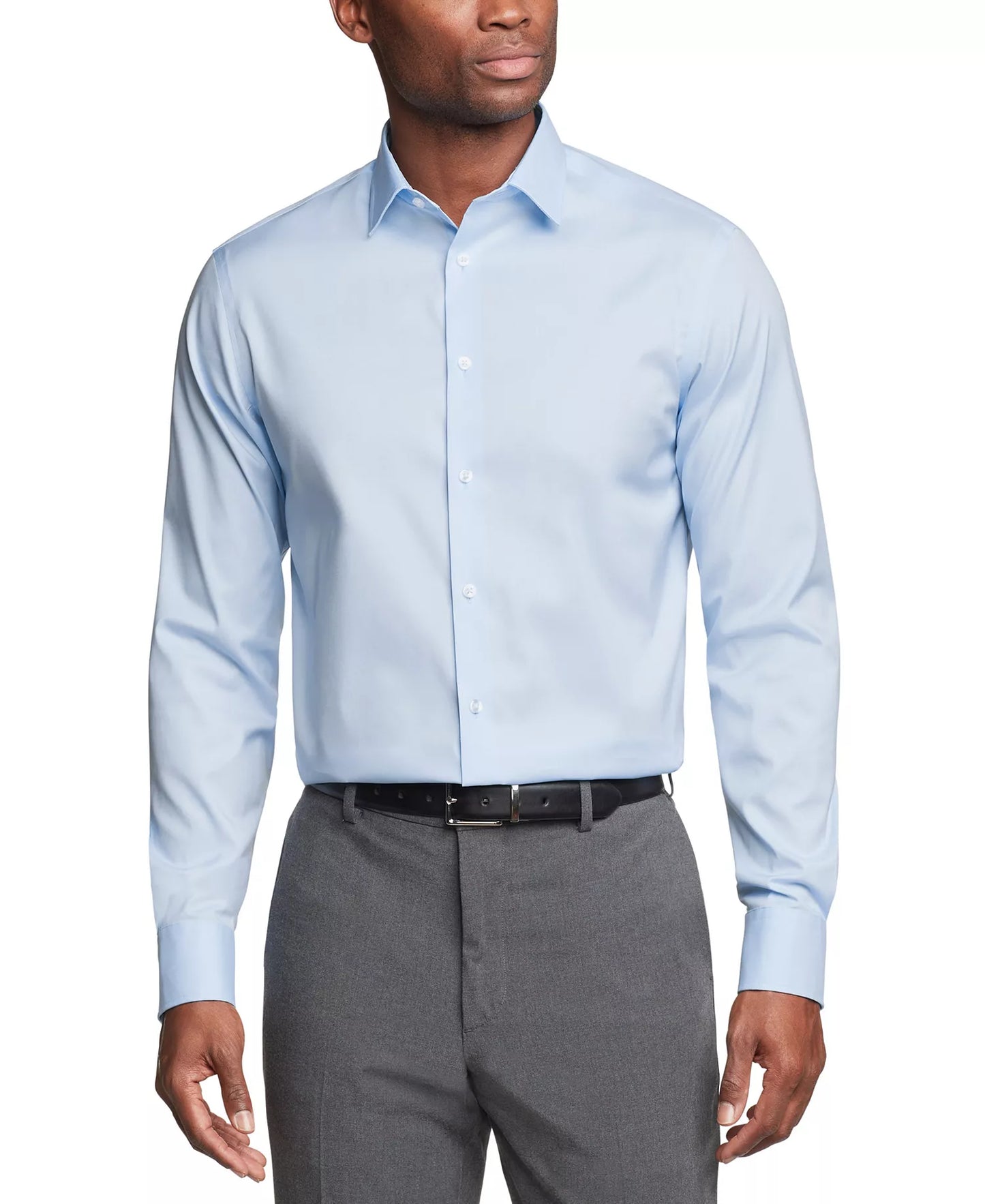 Calvin Klein Men's Refined Cotton Regular-Fit Dress Shirt  Blue 15.5 32/33