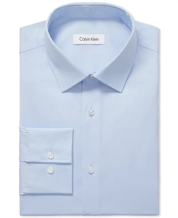 Calvin Klein STEEL Men's Classic Fit Non-Iron Dress Shirt  Blue 15 32/33