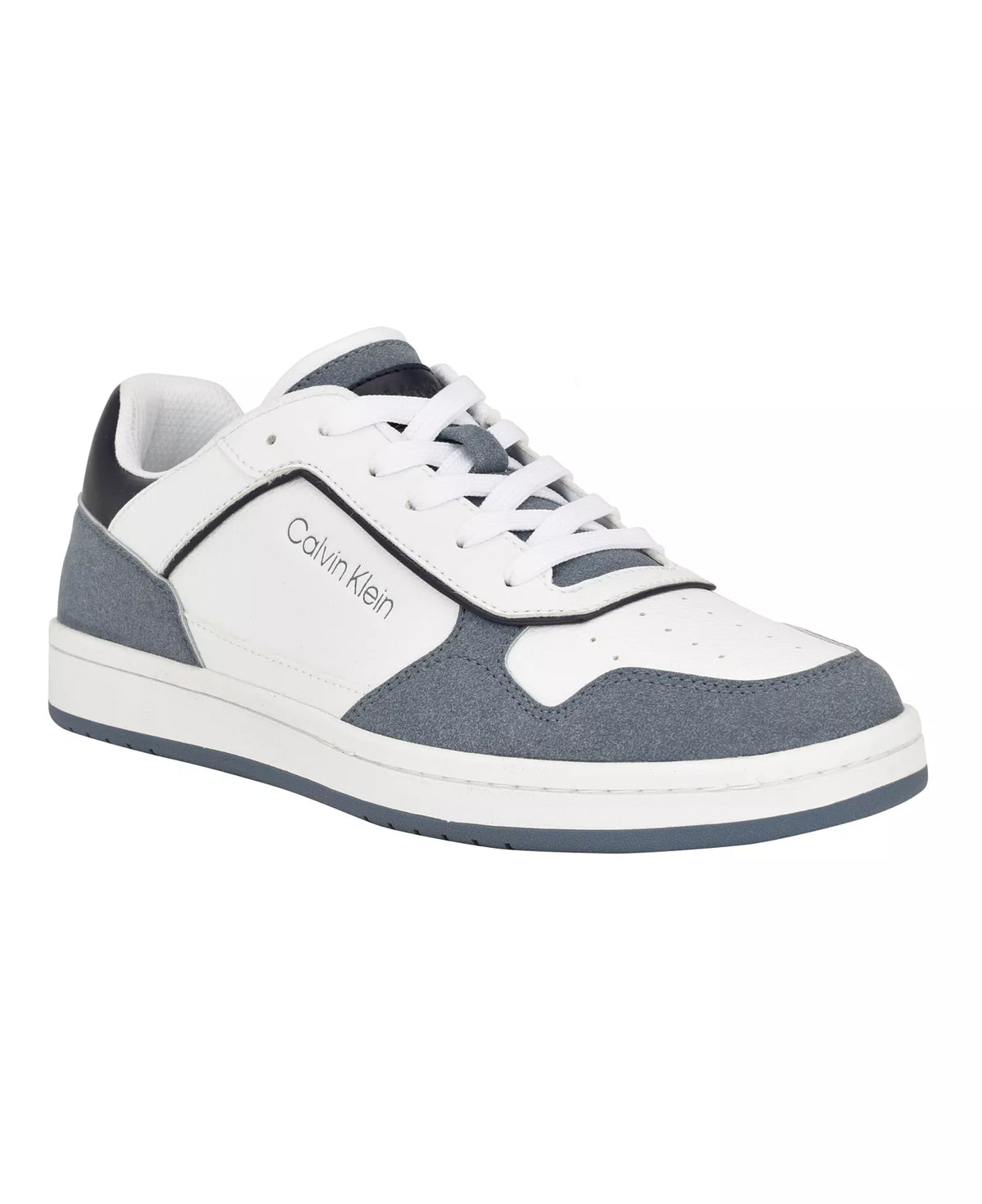 Calvin Klein Men's Landy Round Toe Lace Up Sneakers  White/Gray Size 10