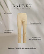 Lauren Ralph Lauren Women's Skinny Double-Faced Stretch Cotton Pants  Color Birch Tan Size 18