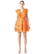 endless rose Women's V-Neck Ruffle-Trim Mini Dress  Color Orange Size XL