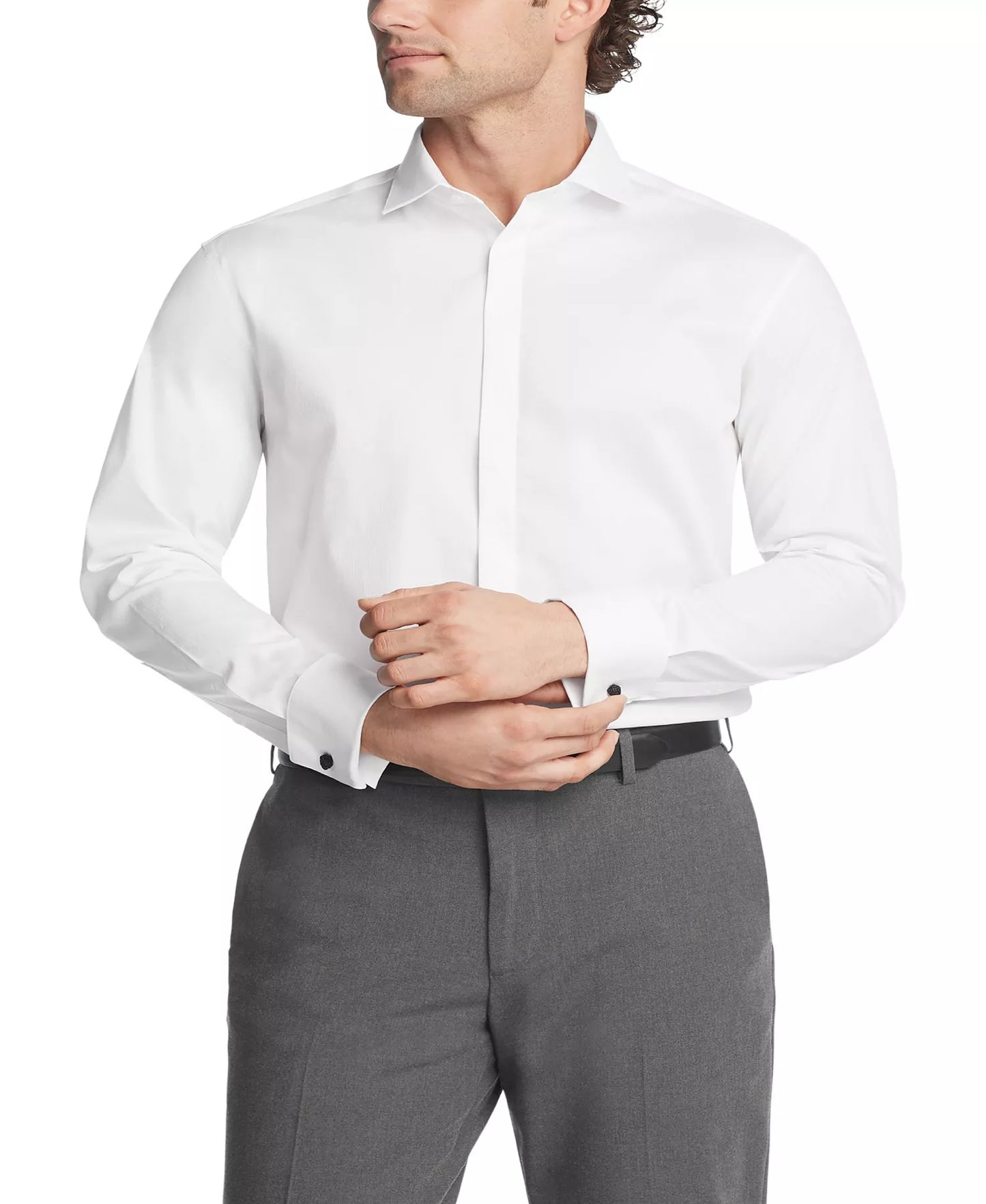 Calvin Klein STEEL+ Men's Regular-Fit Stretch Dress Shirt  White 16 34/35