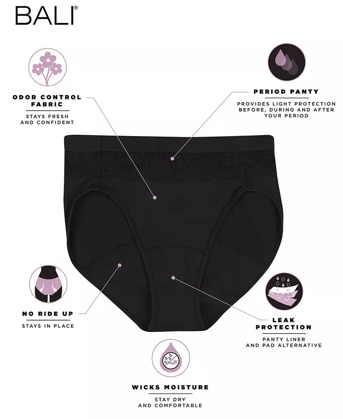 Bali Leak Protection Hi-Cut Brief Period Underwear  Purple Size 7