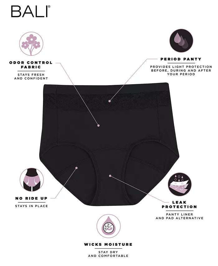 Bali Beautifully Confident Brief Period Underwear Perfect Purple Size 8