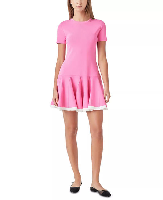 English Factory Women's Pleated-Skirt Drop-Waist Dress  Color Pink Size XL