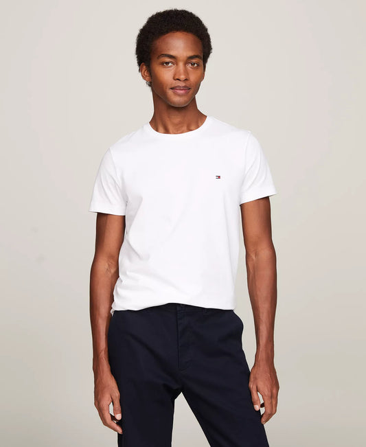 Tommy Hilfiger Men's Stretch Slim-Fit Cotton Crewneck T-Shirt  Bright White Size 2XL