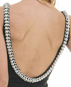 B Darlin Juniors Embellished Midi Bodycon Dress  Black/Pearl Size 3/4