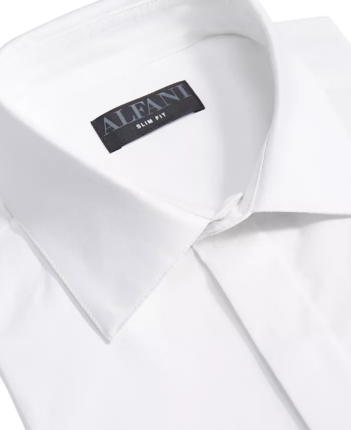 Alfani Men's Slim Fit Covered Placket Tuxedo Shirt  Bright White 15/15.5 32/33