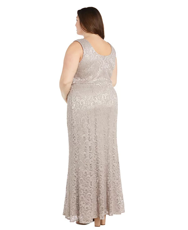 RM Richards Plus Size Metallic Lace Jacket & Dress  Color Champagne Size 16W