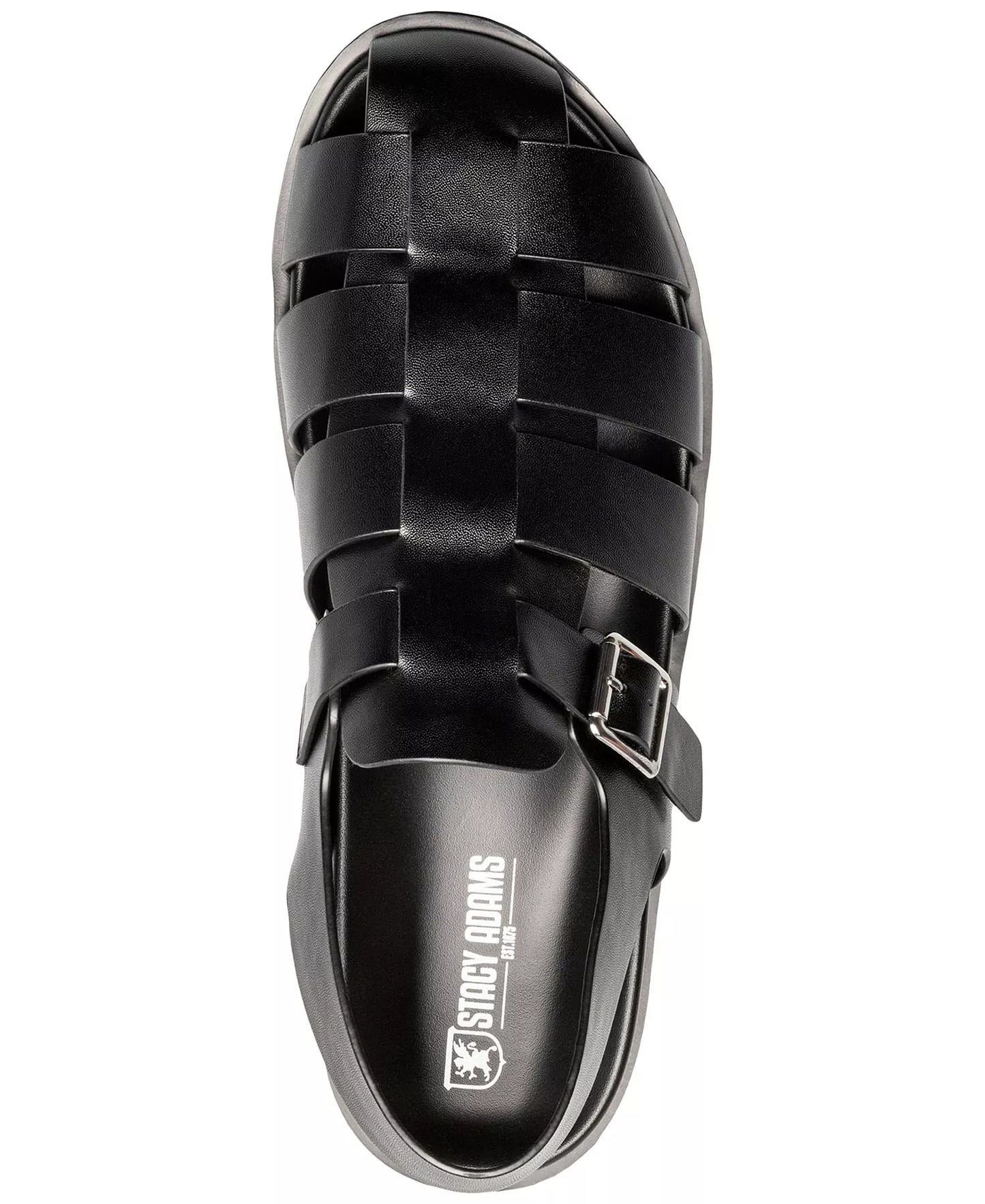 Stacy Adams Men's Montego Slingback Faux-Leather Buckle Sandals  Black Size 10