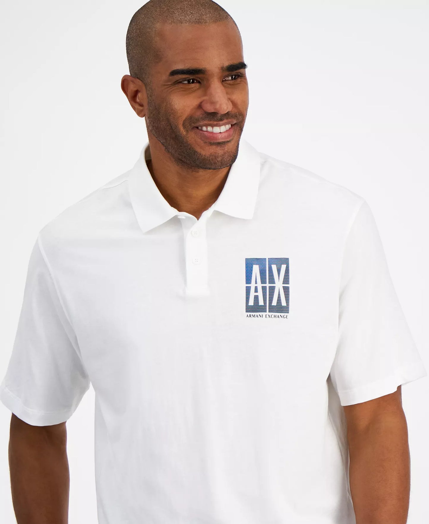 AX Armani Exchange Men's Loose-Fit Logo-Print Polo  Off White Size M