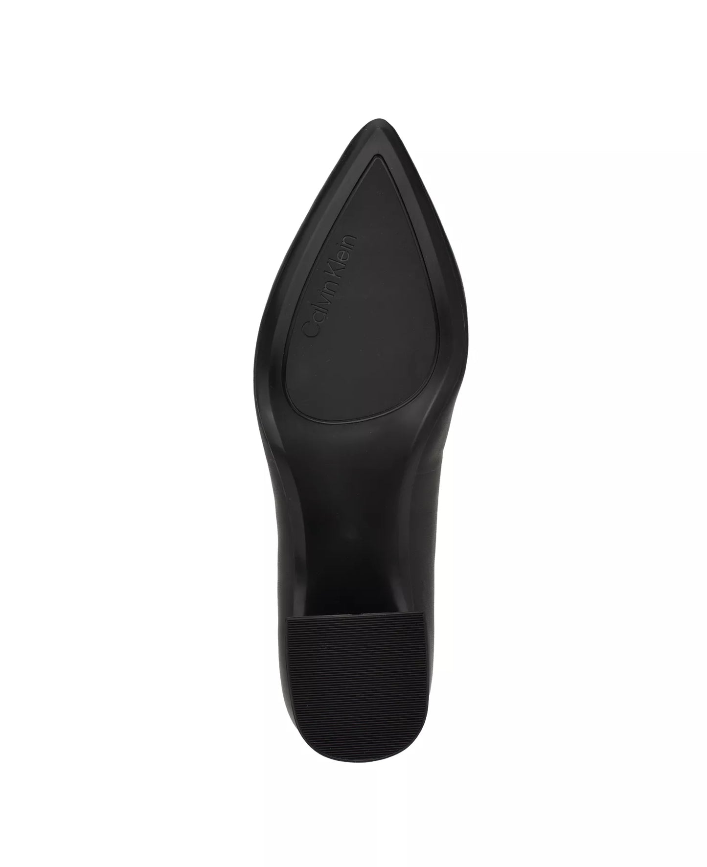 Calvin Klein Women's Lenott Pointy Toe Block Heel Pumps  Black Leather Size 5.5