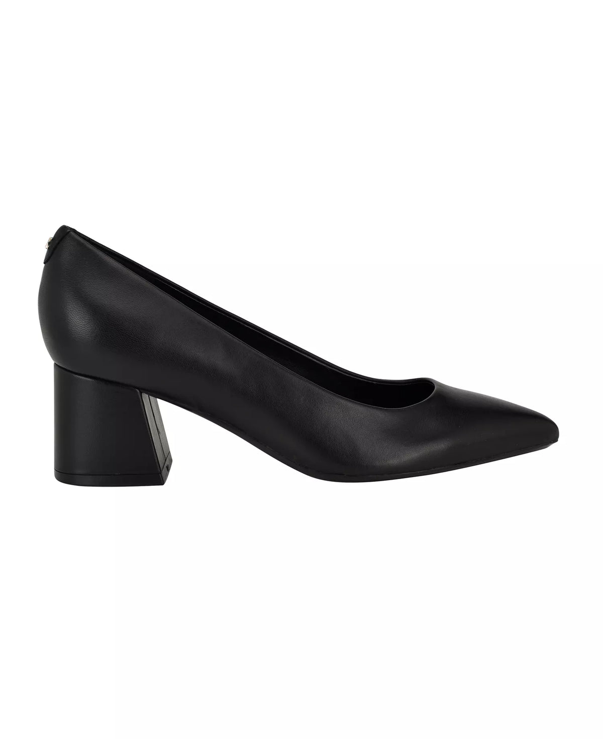Calvin Klein Women's Lenott Pointy Toe Block Heel Pumps  Black Leather Size 5.5