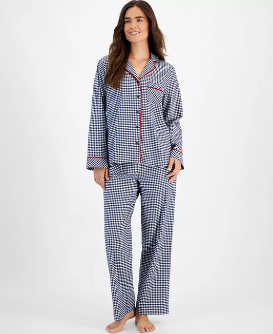 Charter Club Women's 2-Pc. Cotton Flannel Pajama Set   Gingham Check Size L