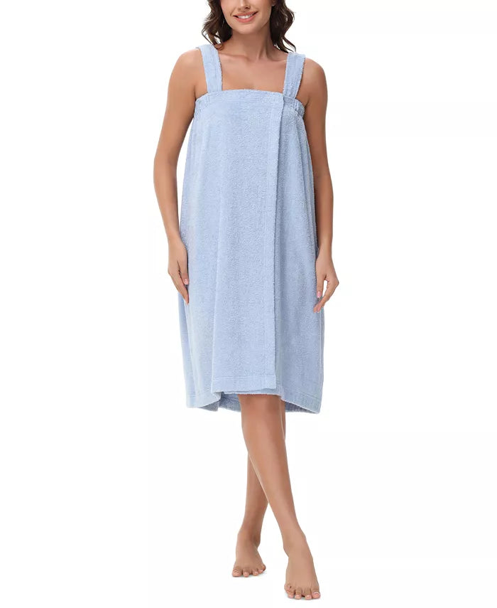 INK+IVY Women's Solid Terry Wrap with Straps  Blue One Size