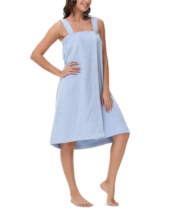 INK+IVY Women's Solid Terry Wrap with Straps  Blue One Size