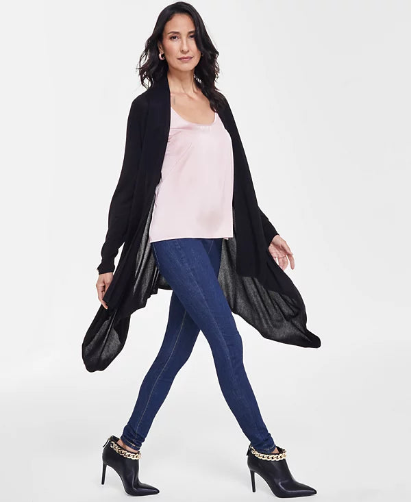 INC International Concepts Women's Waterfall Cardigan  Color Deep Black Size L