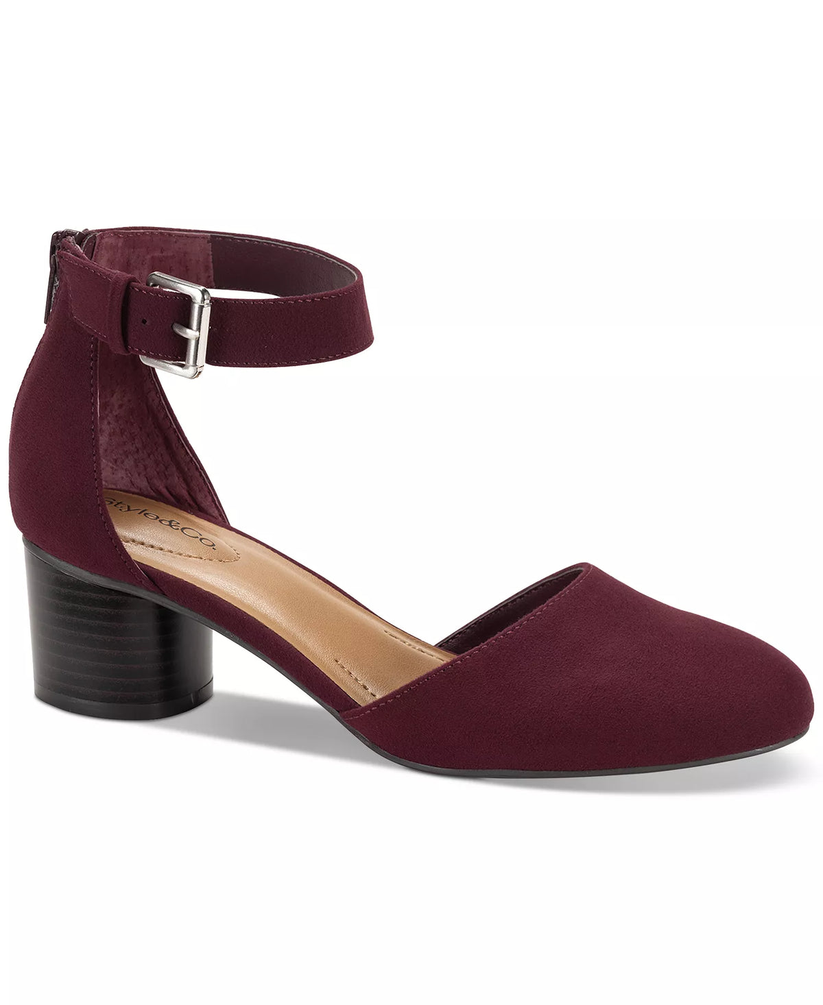 Style & Co Women's Alinaa Two-Piece Block Heel Dress Pumps  Berry Size 8