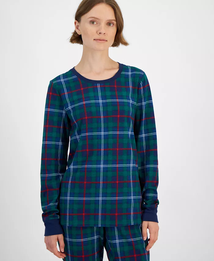 Holiday Lane Women's 2-Pc. Cotton Plaid Pajama Set  Family Plaid Size M