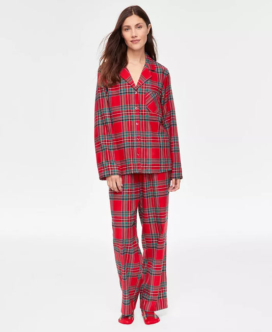 Holiday Lane Women's 2-Pc. Brinkley Cotton Pajama Set  Color Brinkley Plaid Size XL