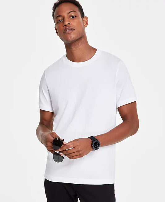 Alfani Men's Mercerized Cotton Short Sleeve Crewneck T-Shirt  Bright White Size XL