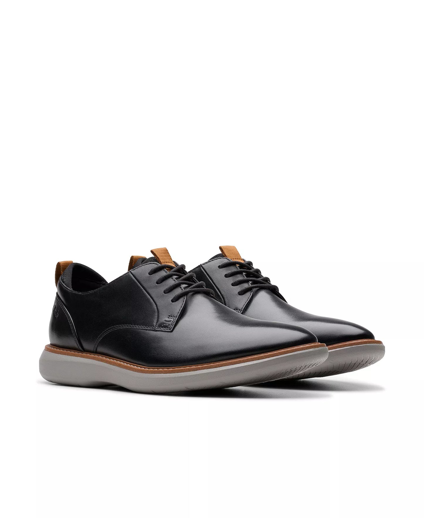 Clarks Men's Brantin Plain Toe Dress Casual Shoes  Black Leather Size 10