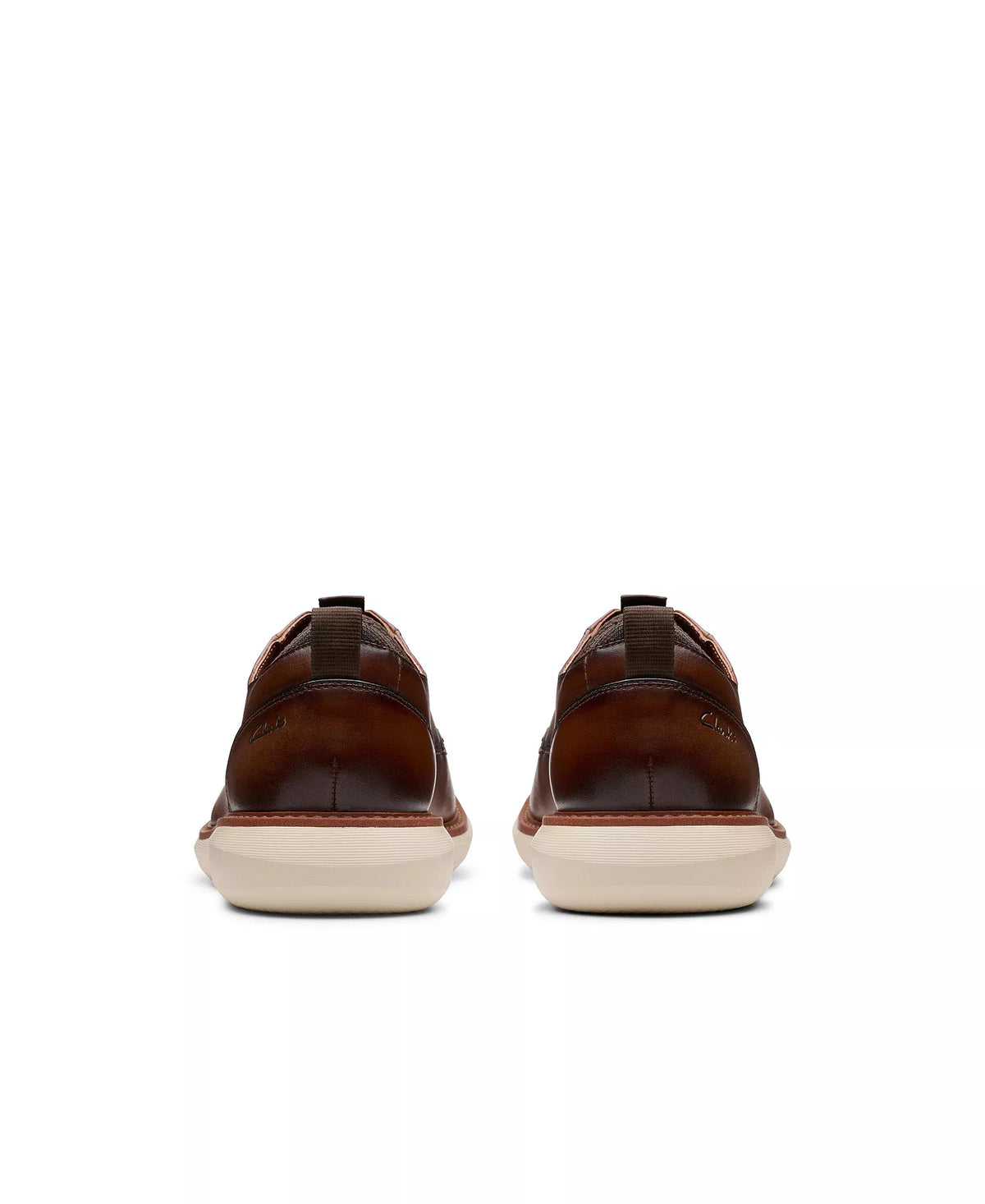 Clarks Men's Brantin Plain Toe Dress Casual Shoes  Dark Tan Leather Size 8.5W