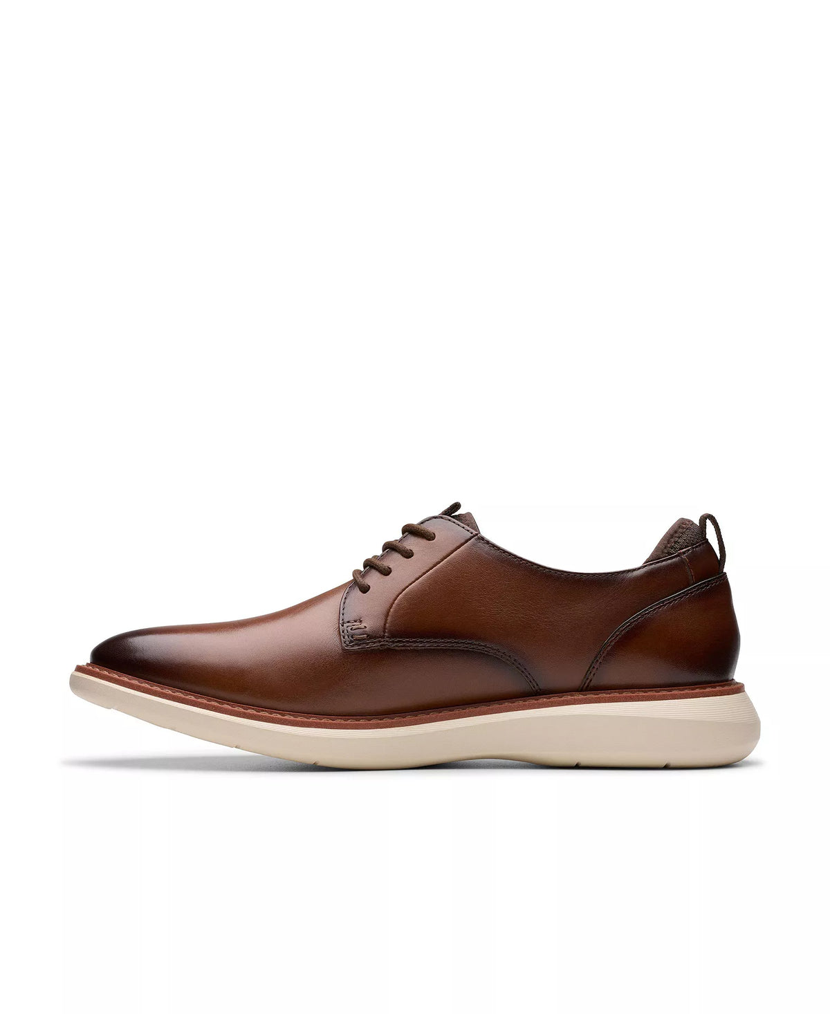 Clarks Men's Brantin Plain Toe Dress Casual Shoes  Dark Tan Leather Size 8.5W