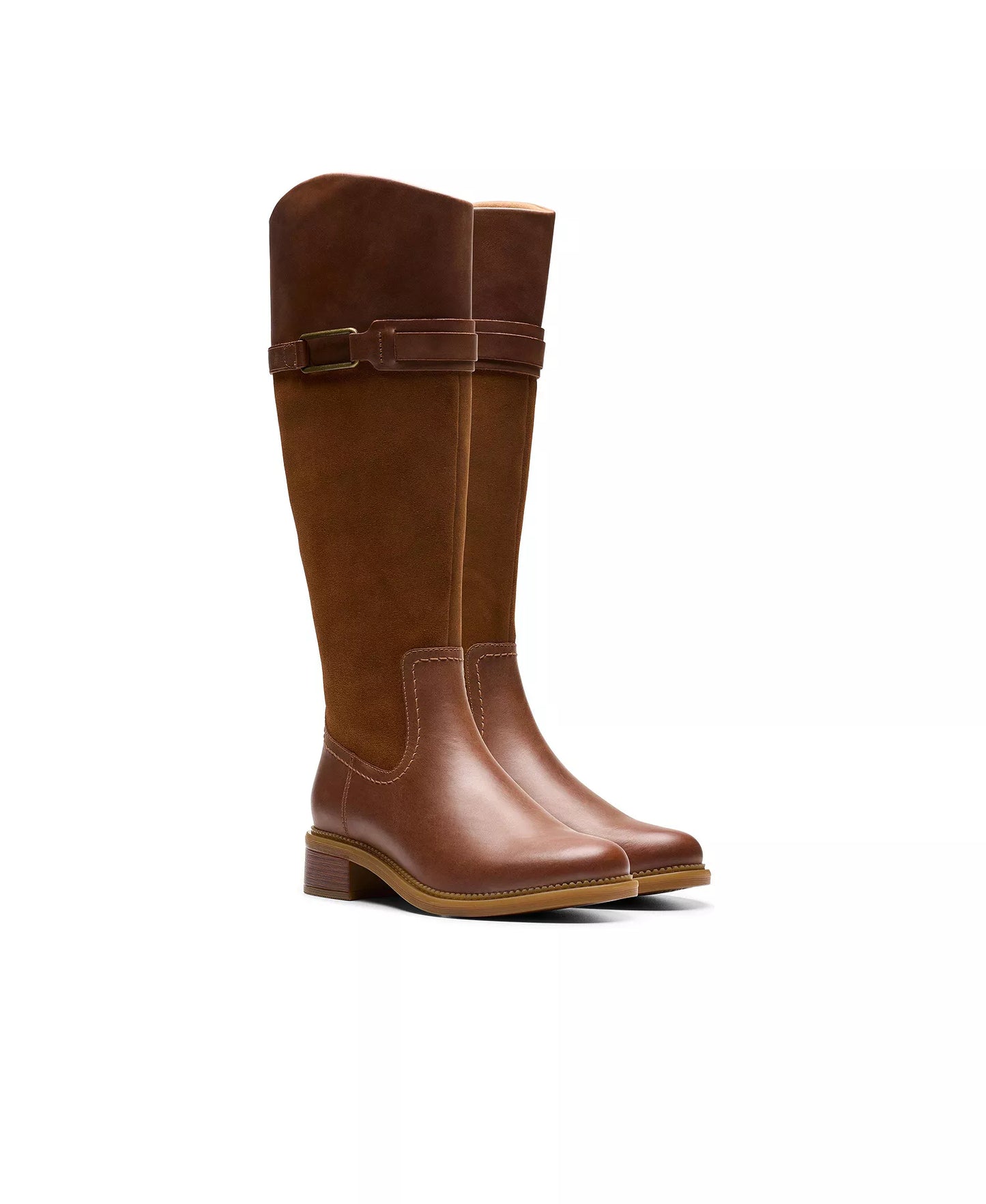 Clarks Women's Collection Maye Carly Tall Boots  Tan Leather Size 8