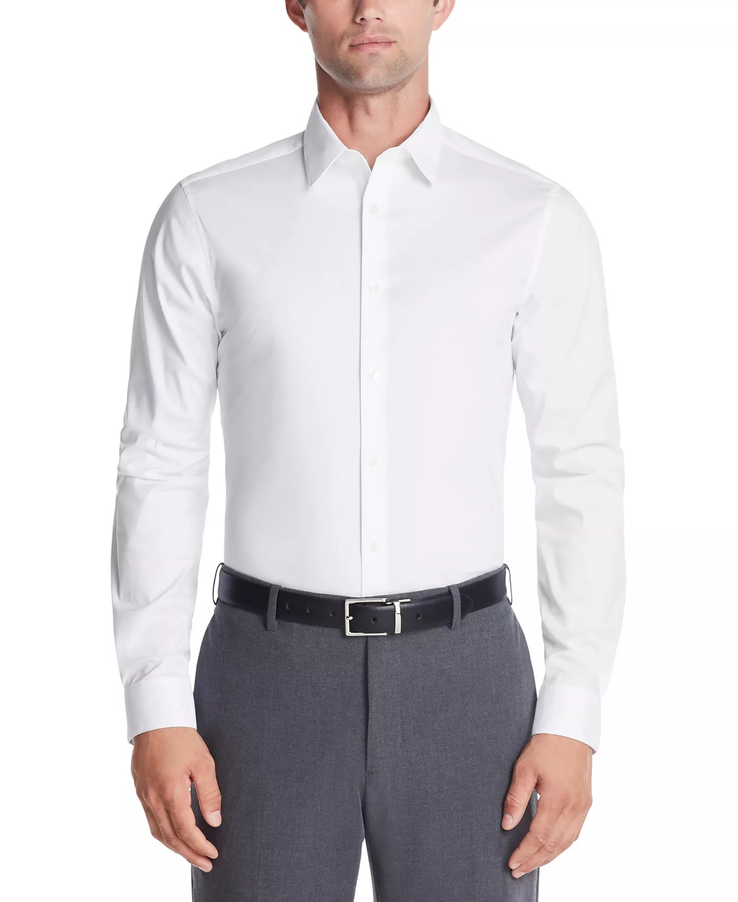 Calvin Klein Men's Slim-Fit Stretch Dress Shirt  White 15.5 32/33